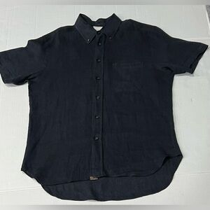 Billy Reid Tuscumbia Standard Cut Linen Shirt Men's Medium Black